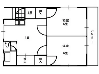 熊野町戸建ハッピーハウス(2DK/2階)の間取り写真