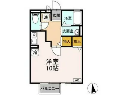 ラ・メールTAKASAGO B(ワンルーム/2階)の間取り写真