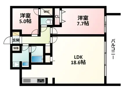グランルクレ新大阪(2LDK/11階)の間取り写真