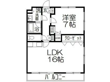 サザンコート小泉(1LDK/3階)の間取り写真