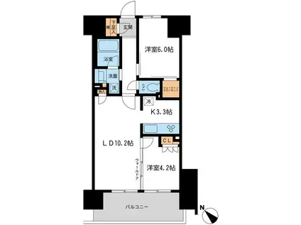 BLESS宮崎台(2LDK/13階)の間取り写真