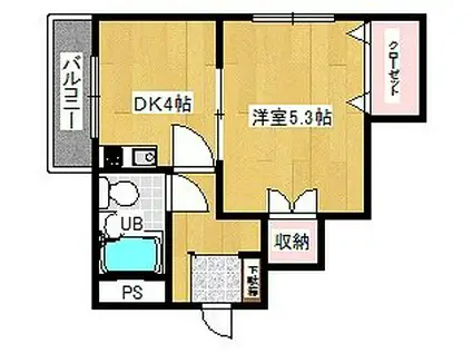 ベルファム東大井(1DK/3階)の間取り写真