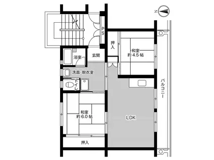 ビレッジハウス柳原(2LDK/2階)の間取り写真