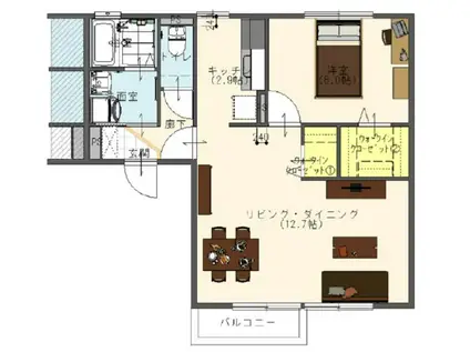 セジュール藍A棟(1LDK/2階)の間取り写真