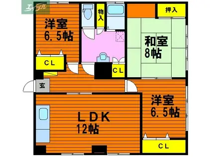 国際コーポ(3LDK/7階)の間取り写真