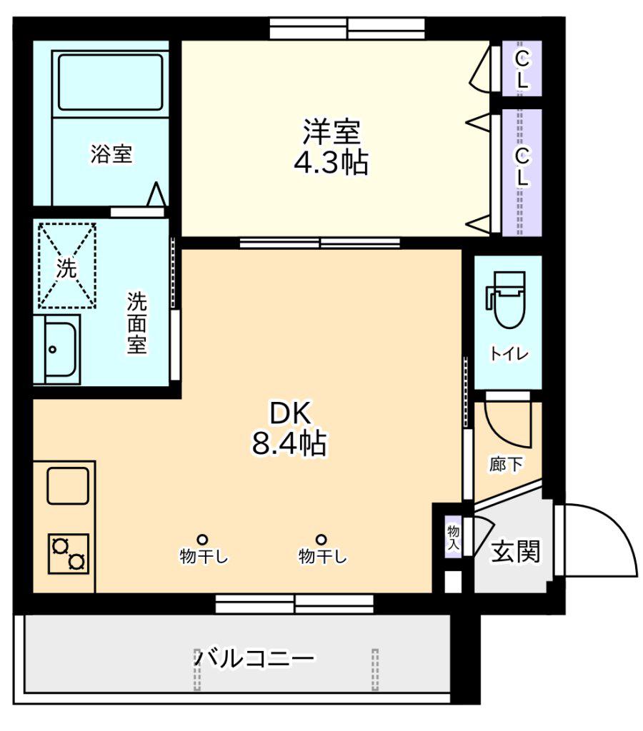 ファインライフ(1DK/2階)の間取り写真
