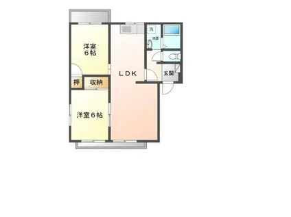 レーベンハイムI B棟(2LDK/2階)の間取り写真