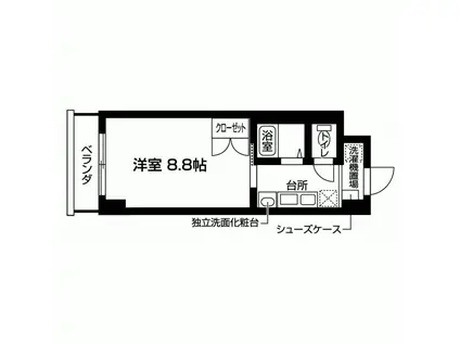 ヴァントゥール本厚木(1K/8階)の間取り写真
