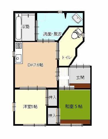 ＪＲ和歌山線 岩出駅 徒歩48分 1階建 築22年(2DK/1階)の間取り写真