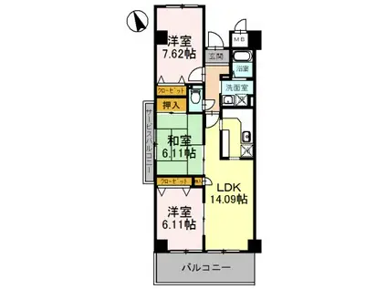 ラ・メゾンMSII(3LDK/6階)の間取り写真