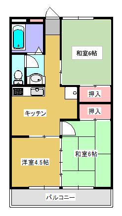白萩ハイツ(3K/3階)の間取り写真