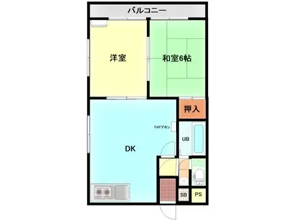 パピヨン青梅(2DK/2階)の間取り写真