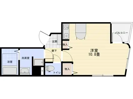トーカンキャステール中通第2(ワンルーム/2階)の間取り写真