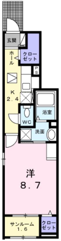 フェリス(1K/1階)の間取り写真