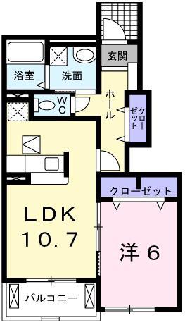 プラシード・S(1LDK/1階)の間取り写真