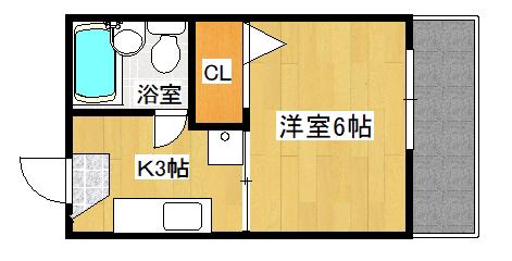 タウニー泉2(ワンルーム/2階)の間取り写真