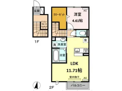 リシュドール A(1LDK/2階)の間取り写真