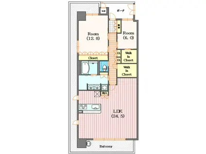 なんばセントラルプラザリバーガーデン(2LDK/22階)の間取り写真