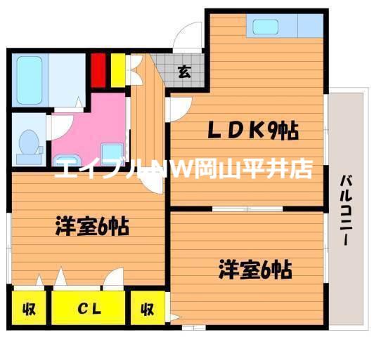 バリュージュ21 B棟(2DK/1階)の間取り写真