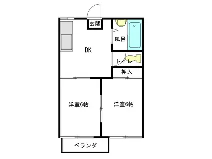 ベルピアII(2DK/2階)の間取り写真