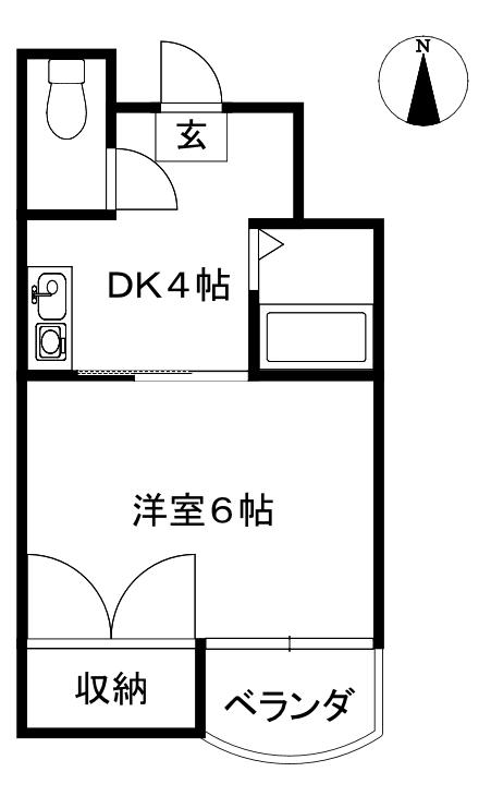 メイゾン中宮(1DK/2階)の間取り写真