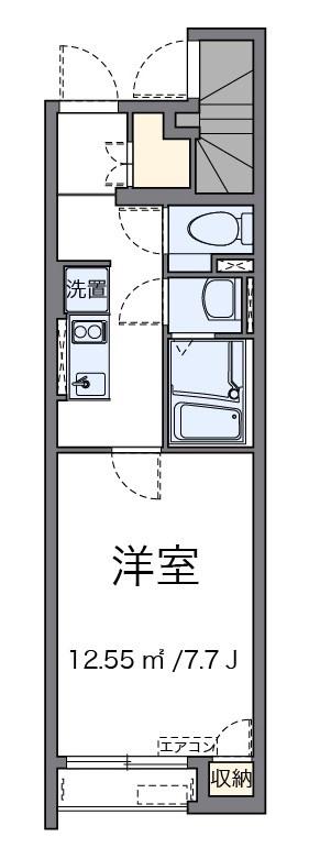 ソレイユV(1K/1階)の間取り写真