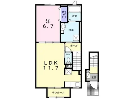 セイバリー II(1LDK/2階)の間取り写真