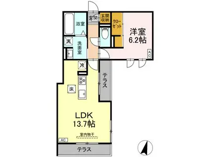 DIOSPERSIMMON長泉 I棟(1LDK/1階)の間取り写真