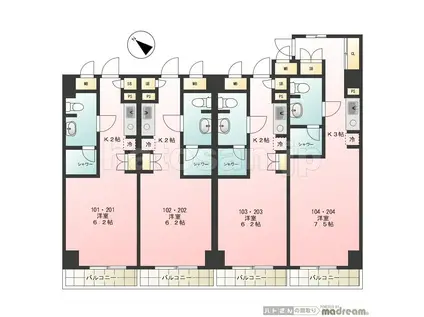 エムパーム小山I(1K/1階)の間取り写真