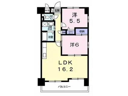 スカイライフII(2LDK/6階)の間取り写真