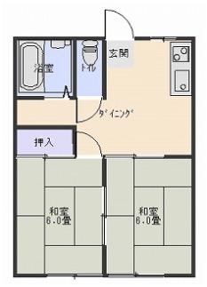 コーポ紫塚F棟(2DK/1階)の間取り写真