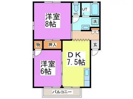 セジュール有定(2DK/2階)の間取り写真