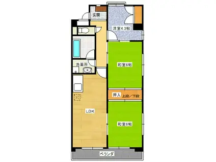 平和マンション(3LDK/4階)の間取り写真