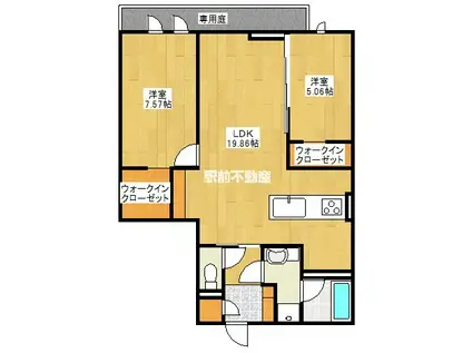 ラ・カーサ・フェリーチェ(2LDK/1階)の間取り写真