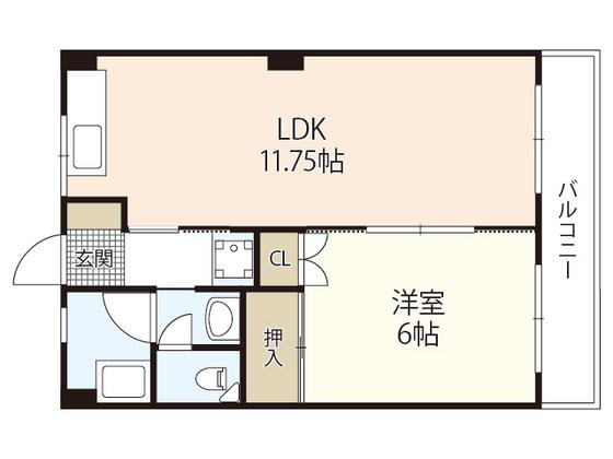 コーポ花本(1LDK/2階)の間取り写真