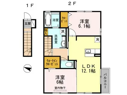 グリーンハイツ(2LDK/2階)の間取り写真