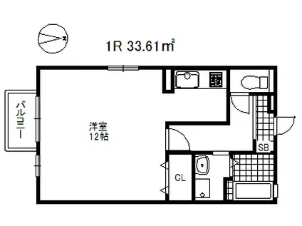 ハイツハーバー(ワンルーム/2階)の間取り写真