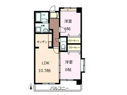 ジェラール大津(2LDK/2階)の間取り写真