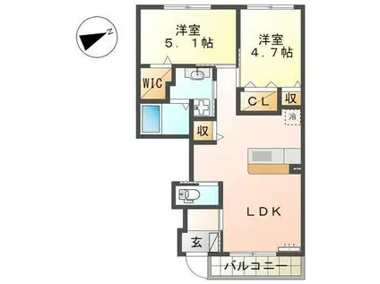 アルヴィータ(2LDK/1階)の間取り写真