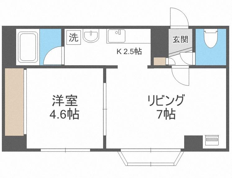 セトル豊平4・1(1LDK/2階)の間取り写真