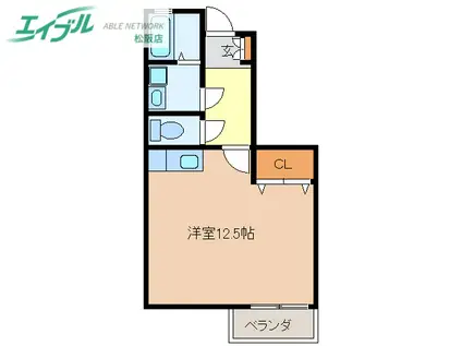 セントラルアイランドB(ワンルーム/1階)の間取り写真