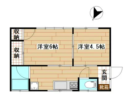 ブルーム(2K/1階)の間取り写真