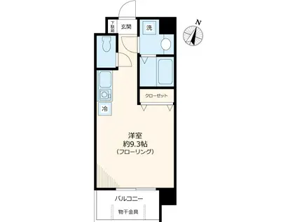 ドミール宮町(ワンルーム/1階)の間取り写真