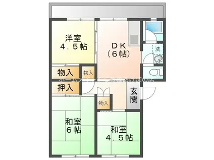 森岡ハイツ なかむら(3DK/2階)の間取り写真