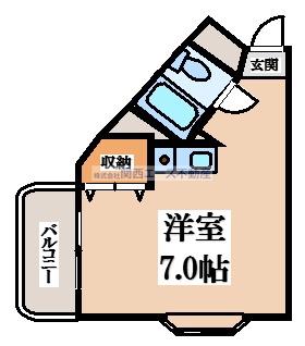 コスモヒルズ石切(ワンルーム/3階)の間取り写真