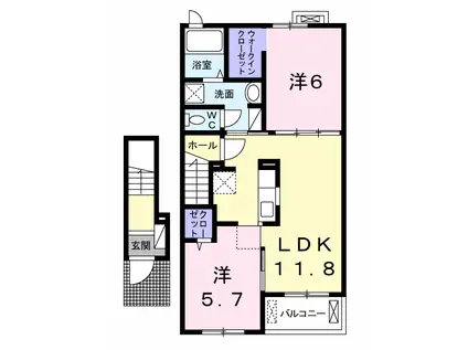S&AスクエアVI(2LDK/2階)の間取り写真