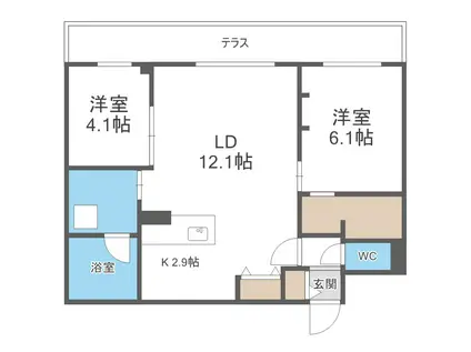 LIEN南郷13(2LDK/1階)の間取り写真