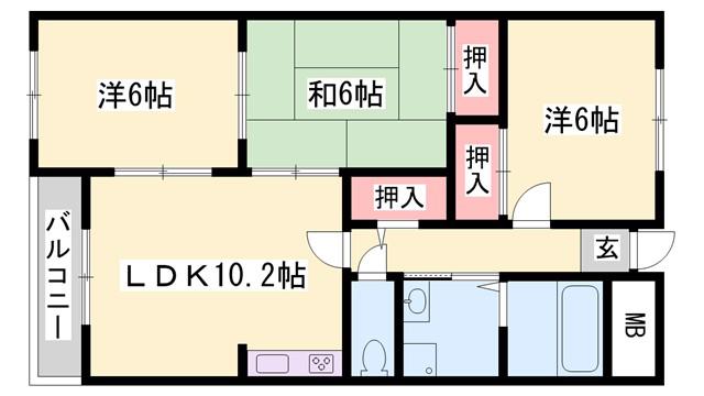 ブエナビスタ高砂(3LDK/2階)の間取り写真