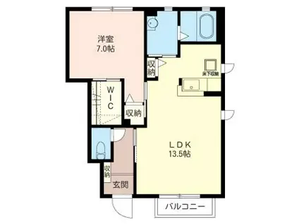 ラ・グランシューズA棟(1LDK/1階)の間取り写真