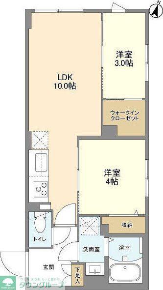 ウェルスクエア駒場東大前(2LDK/1階)の間取り写真